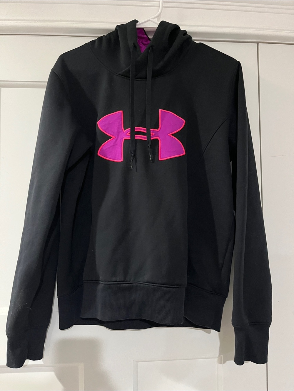 Under Armour Black Cowl Neck Sweatshirt with Pink Logo
